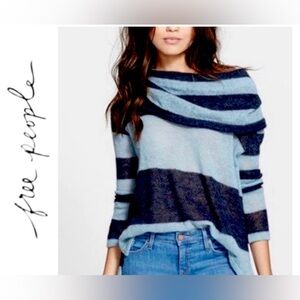 Free People Lulu Rugby Striped Cowl Neck Alpaca Blend Sweater size Medium
